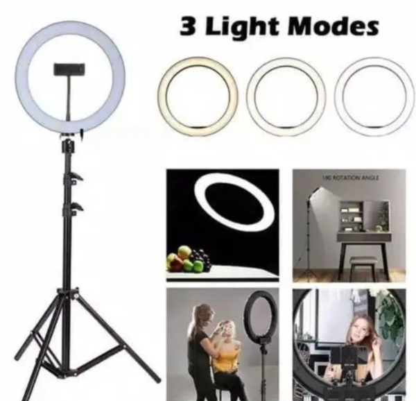 360 Rotatable 10 Inch Selfie LED Ring Light with 7ft Tripod Stand Adjustable Phone Holder for TikTok, YouTube, and Photography Studio Setup