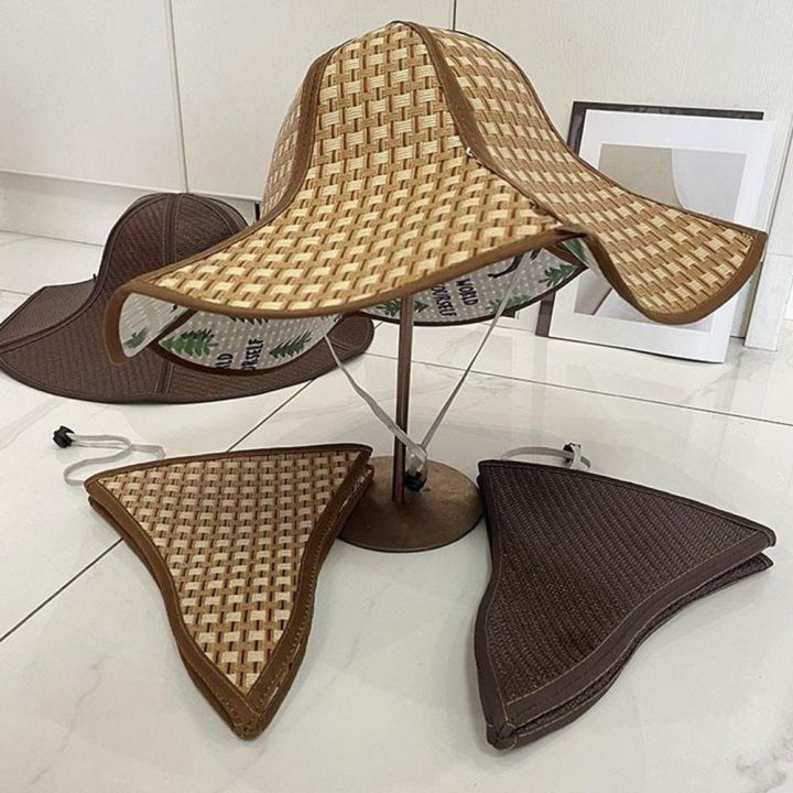 Practical Hats Practical Foldable Straw Hat Sun Protection Farming Beach Hat Large ...