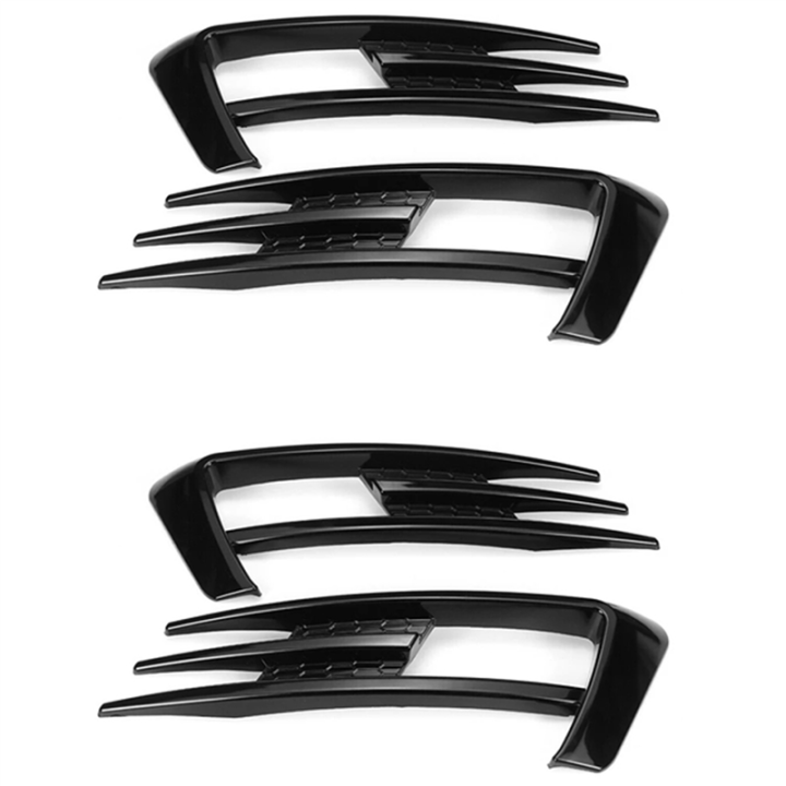 4x for Golf 7 MK7 2013-2017 Gloss Black Car Bumper Fog Light Grille Cover Trim