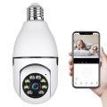 Light Bulb Camera, 360 Degree Panoramic IP Camera, Full HD 1080P Adjustable Vertical 90°Horizontal 360° Wi-Fi Surveillance Camera, with Night Vision, Alarm Function, Motion Detection, Two Way Talk WiFi Light Bulb Camera Wireless 1080P Smart Dome Security. 