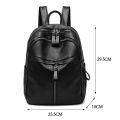 Popular Women Large Capacity Travel Knapsacks Solid Color PU Leather Shoulder Backpacks Student Zipper Rucksack. 