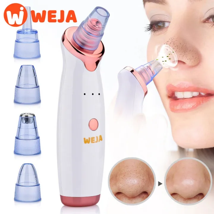 Weja Facial Cleaning 5 Tips Blackhead Remover Electric Vacuum Suction Blackhead Acne Extractor Pores Deeply Cleaning Tool Multifunctional Skin Care Beauty Device MR278W-B