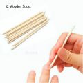 12 Pcs Two Way Wooden Sticks Cuticle Pusher Remover Nail Art Manicure. 