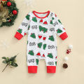 0-18M Christmas Infant Baby Girl Boy Romper SANTA BAGY Letter Elk Print Round Neck Long Sleeve Jumpsuit Costume Outfit. 