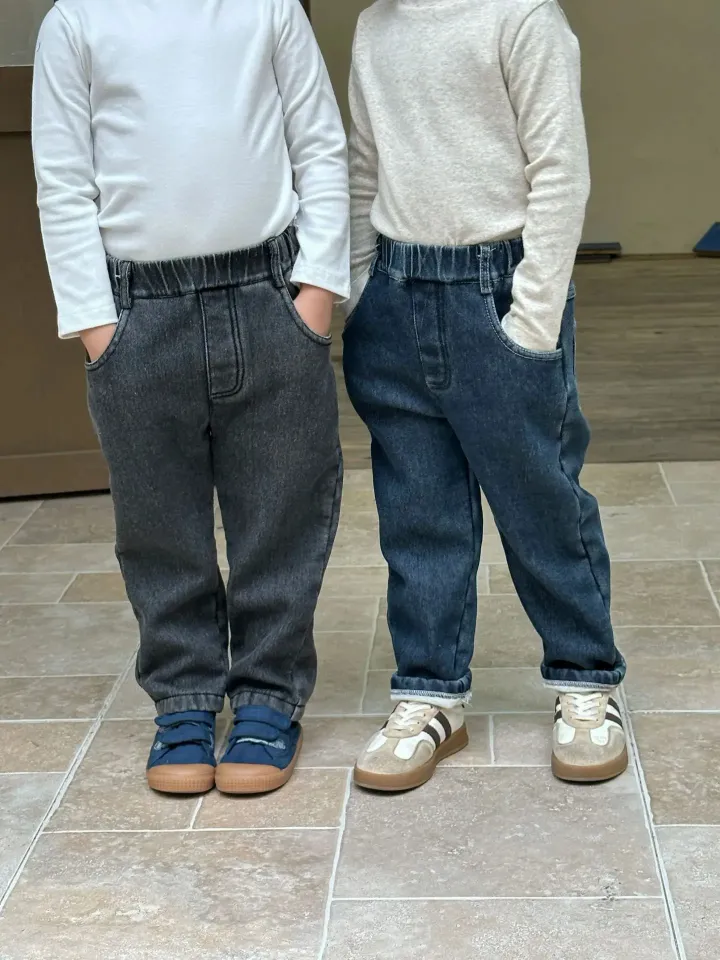 Girl Baby Fleece Thicken Jeans Autumn Winter Boy Children Plus