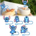 5pcs New Cartoon Stitch Straw Cover Cap Cute 8mm 10mm Straw Tip Covers Funny Tumbler Accessories Straw Topper for Stanley Cup 30 40 Oz. 