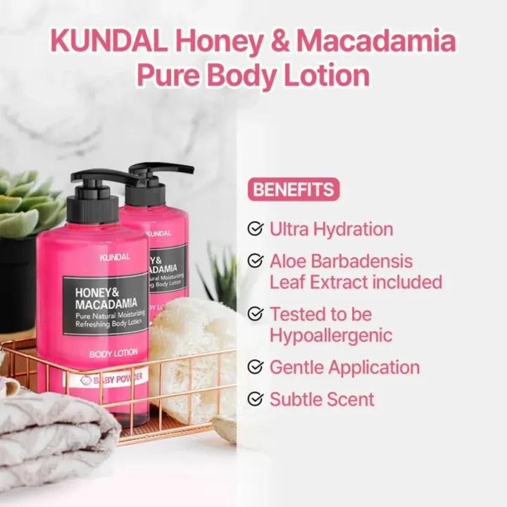 KUNDAL%20Honey%20&%20Macadamia%20Pure%20Natural%20Moisturizing%20Refreshing%20Body%20Lotion%20White%20Musk%20500ml%20-%20Image%202