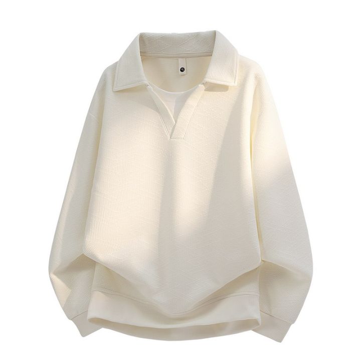 Men's%20Waffle%20Knit%20Polo%20Collar%20Sweatshirt%20Plus%20Size%206XL%207XL%208XL%20Heavyweight%20Polyester%20Blend%20Soft%20Breathable%20Anti-Pilling%20Casual%20Streetwear%20Pullover%20for%20All%20Seasons%20Black%20Coffee%20Apricot%20-%20Image%209