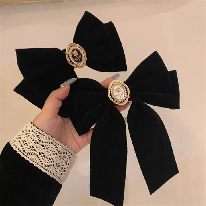 New%20Black%20Velvet%20Bow%20Hair%20Pins%20Elegant%20Fabric%20Alloy%20Roses%20Hair%20Clips%20for%20Women%20Fashion%20Ponytail%20Barrette%20Heawear%20Accessories%20-%20Image%203