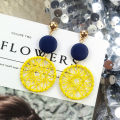 2022 Fashion Luxury Simple Big Round Korean Style Hollow Mesh Drop Earrings. 