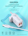 KAKUSIGA Dual Port 2.4A USB Fast Charger Set with Type-C Cable (1M Cable Included) Android Charger. 