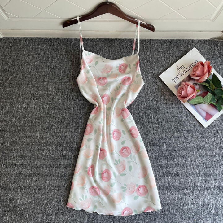 SYQ%20Printed%20erogenous%20Charming%20Sling%20Nightgown%20Women's%20Summer%20Sweet%20V-neck%20Ice%20Silk%20High-end%20Backless%20Pajamas%20Home%20Clothes%20-%20Image%205