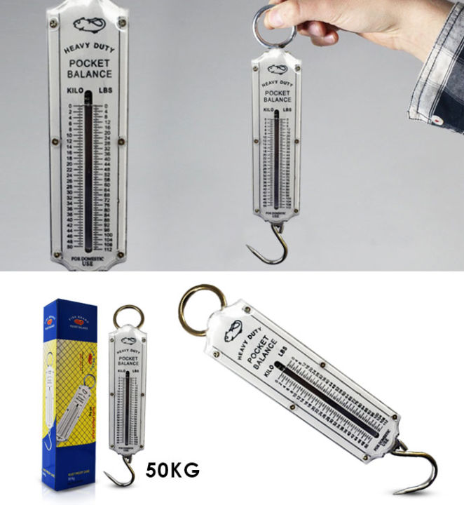 50KG Analog Portable Heavy Duty Scale Spring Mechanical Kitchen Luggage Grocery Food Item Hanging Scale Spring Scale Rust Proof