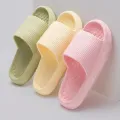 【WEJA】4cm Thick Platform Pillow Slippers Women 2024 Summer Eva Soft Sole Indoor Slides Woman Flat Non Slip Bathrooom Home Slippers. 