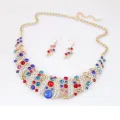 Chain Necklace Hook Earrings Bridal Wedding Party Jewelry Set. 