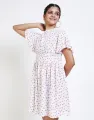 Spring & Summer Printed Dress with Flared Sleeves. 