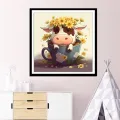 Cartoon teacup cow diy diamond painting full of diamonds full stickers animal flowers scenery living room handmade diamond painting full of diamonds 5d. 