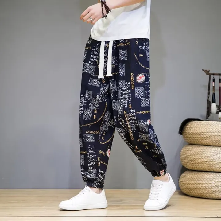 Yfashion%20Men%20Cotton%20Harem%20Pants%20Trendy%20Chinese%20Style%20Printing%20Thin%20Trousers%20Contrast%20Color%20Loose%20Casual%20Cotton%20Linen%20Pants%20-%20Image%207
