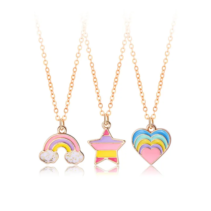 Kidlove%20Cute%20Necklaces%20For%20Teen%20Girls%20Kids%20Sweet%20Heart-shaped%20Star%20Cloud%20Pendant%20Clavicle%20Chain%20Necklace%20Birthday%20Gift%20-%20Image%202
