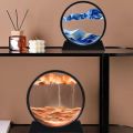 Sea Sand  Frame Moving Sand Art Picture 3D Dynamic Round Glass Relaxing Home Office Work Decor Deep. 