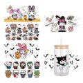 NEW Halloween Theme Cartoon Sanrio Pattern UV DTF Transfer Sticker Waterproof Transfers Decals For 16oz Glass Cup Wrap Stickers. 