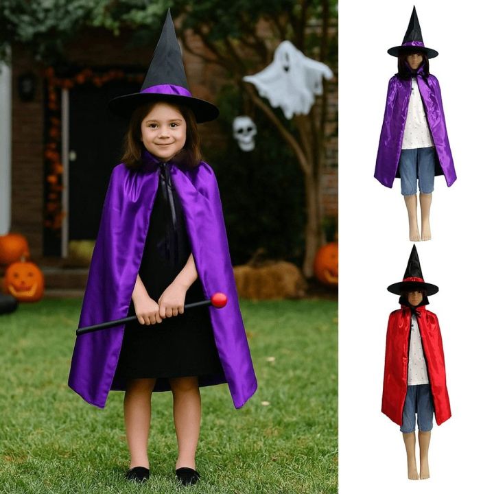 Red Metallic Robe Cosplay Creative Red Purple Halloween Witches Cloak Double Sided Color ...