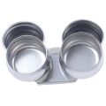 Stainless Steel Pot Brush Cleaning Tool Double Dipper Oil Painting Container Artists Palette Cup Drawing Pigment Holder. 