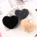 Fluffy Keychain Keyrings Soft Heart Shape Faux Pompom Keychain for Girl Women DENGYOUZHOU. 