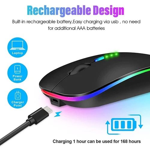 RGB Tablet Phone Computer Bluetooth Wireless Mouse Charging Luminous 2.4G USB Wireless Mouse Portable Mouse