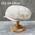 Cotton Linen Newsboy Caps Plus Size 63CM Men Spring Summer Thin Retro Beret Hat Fashion Casual Octagonal Hats. 