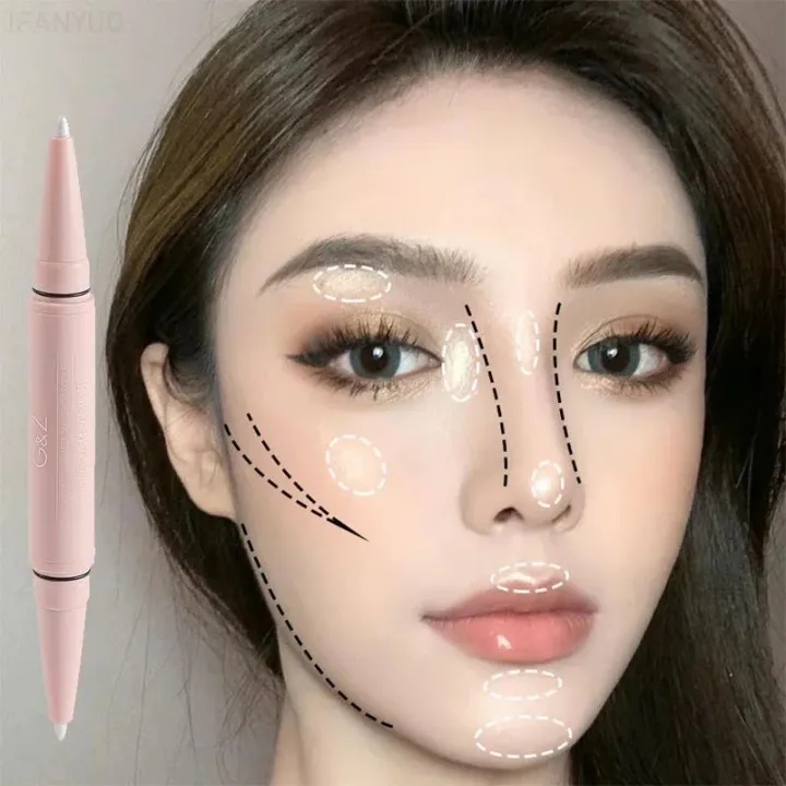 Matte%20Pearl%20White%20Highlighter%20Pen%20Double-headed%203D%20Contouring%20Make%20Up%20Stick%20Face%20Multifunctional%20Lying%20Silkworm%20Brighten%20Pencil%20-%20Image%203