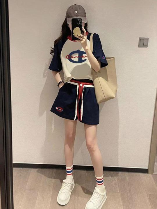 Simple%20Cute%20Suit%20for%20Women%20Trendy%20Summer%20Loose%20Western%20Style%20CasualTT-shirt+Shorts%20Fashion%20Sportswear%20Two-Piece%20Set%20-%20Image%203