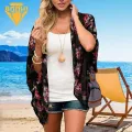 Women Beach Cover Up Floral Print Sun Protection Beach Cover-up Top for Women Lightweight Breathable Quick-drying Beach Cover Up. 