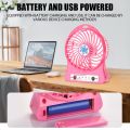 USB Desktop Small Fan Student Rechargeable Mini Fan Snowflake Fan Night Light 3 Mode Speed Regulation Summer Outdoor Hand Fans. 
