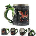 【BestGO】1PCS Personalized Double Wall Stainless Steel 3D Skull Mugs Coffee Cup Mug Skull Knight Tankard Dragon Drinking Cup. 
