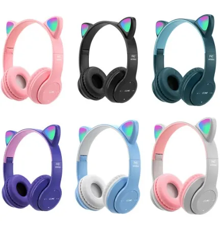 New%20Cat%20Ear%20Design%20Bluetooth%205.0%20P47M%20Headphone%20Wireless%20Headband%20Earphone%20Hands%20Free%20Music%20Headset%20With%20MF/TF%20(Features%20P47%20Solo%20XB450)%20-%20Image%202