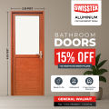 Bathroom Door Walnut Finish with Frame (General Type-Right Side Open). 