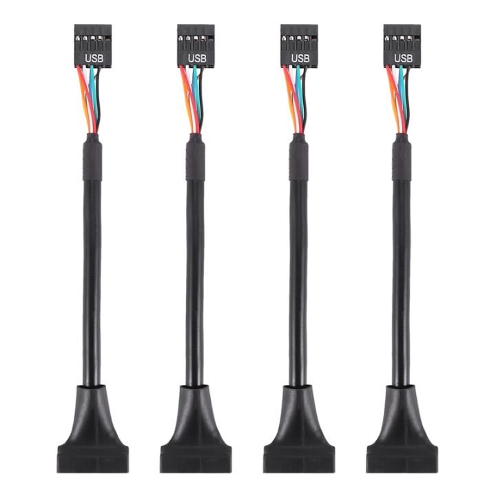 4X Black USB 2.0 9 Pin Female to USB 3.0 20 Pin Male Cable Adapter Connector
