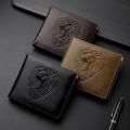【ZOSR】Wallet Men's Personalized Three-Fold 3D Embossed Wallet Multi-Card Credit Card Holder Zipper Coin Short Wallet Men. 