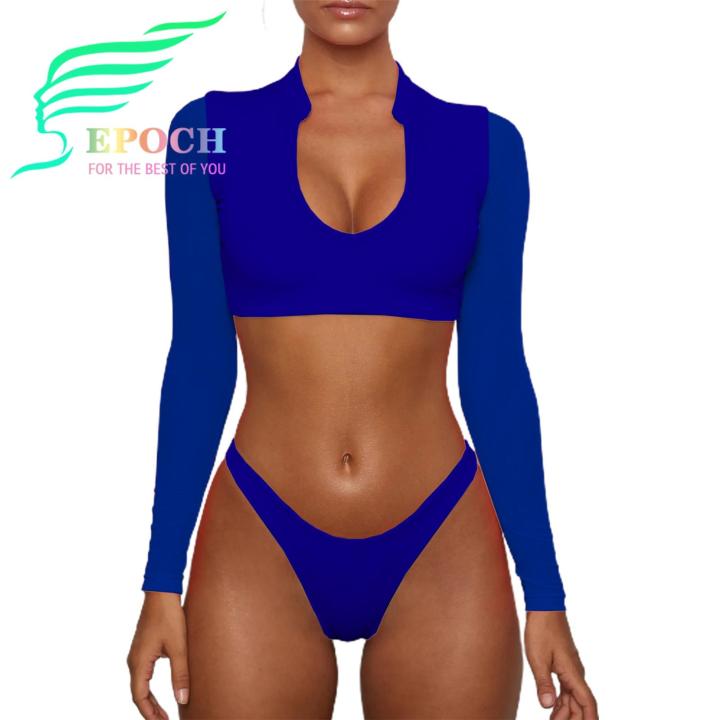 Epoch Top Set V-neck Long S ve Two Pieces Bikini Set