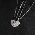 Couples Jewelry Heart Necklaces Couple Necklace Stainless Steel Engraved Nicle. 