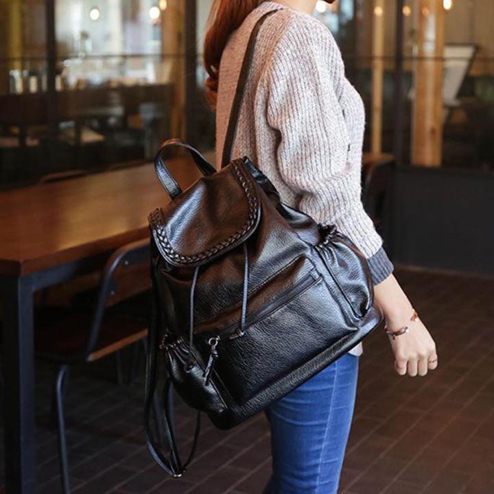 Fashion%20Knit%20Women%20Preppy%20Simple%20Style%20PU%20Leather%20Backpack%20Shoulder%20Bag%20Schoolbag%20-%20Black%20-%20Image%209