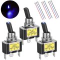 3PCS ON Off Rocker Lighted Toggle Switch 30A 12V DC SPST 2 Position 3 Pin Blue LED Light Wired for Car Boat Automotive. 