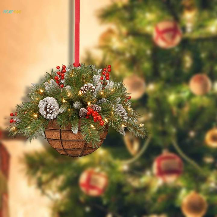 Flower%20Basket%20Wreath%20Decor%20Artificial%20Farmhouse%20Wreath%20Spring%20Flowers%20Basket%20for%20Christmas%20Tree%20-%20Image%203