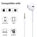 5G Wired Earphones 3.5mm Jack In Ear Earbuds Stereo Bass Sound Earphone White Color Headset With Microphone handfree. 