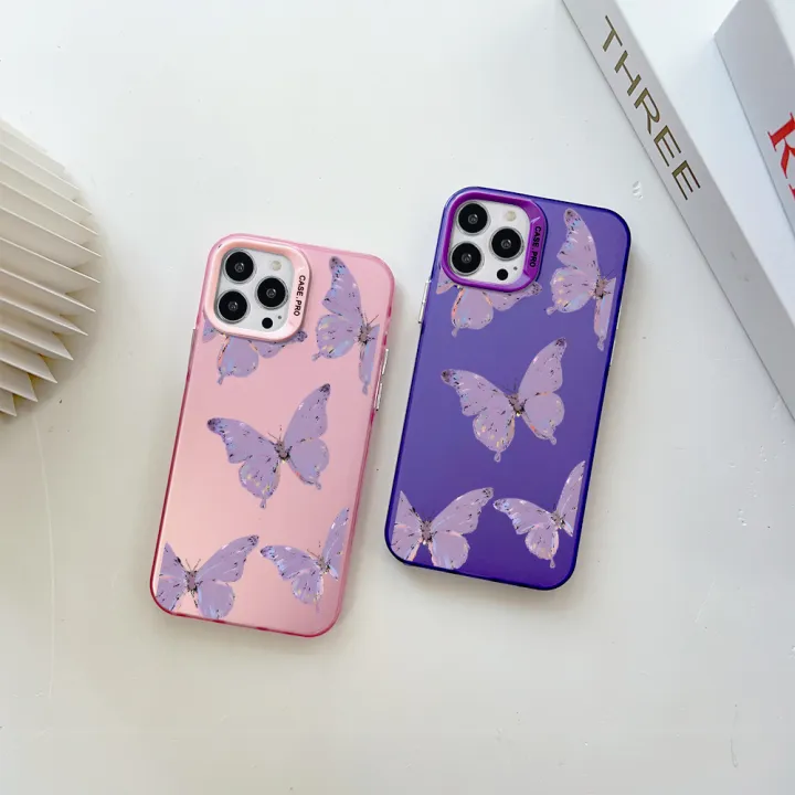Hontinga%20for%20Samsung%20J7%20Prime%20Back%20Cover%20Colorful%20Sliver%20Double%20Sided%20Soft%20Edge%20Hard%20Back%20Purple%20Butterfly%20Phone%20Case%20for%20Girl%20-%20Image%206