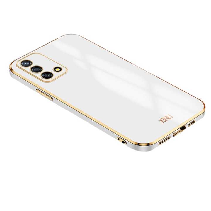 Biruiqu for OPPO F19 Back Cover Luxury 6D Plating Frame Shiny Bling Phone Pounch Soft Silicone Square Phone Case