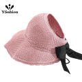 Yfashion Straw Hat Korean Style Sun Hat Women'S Fashion Hollow Hat Summer Travel Foldable Sun Hat Big Brim Bow Straw Hat Wholesale. 