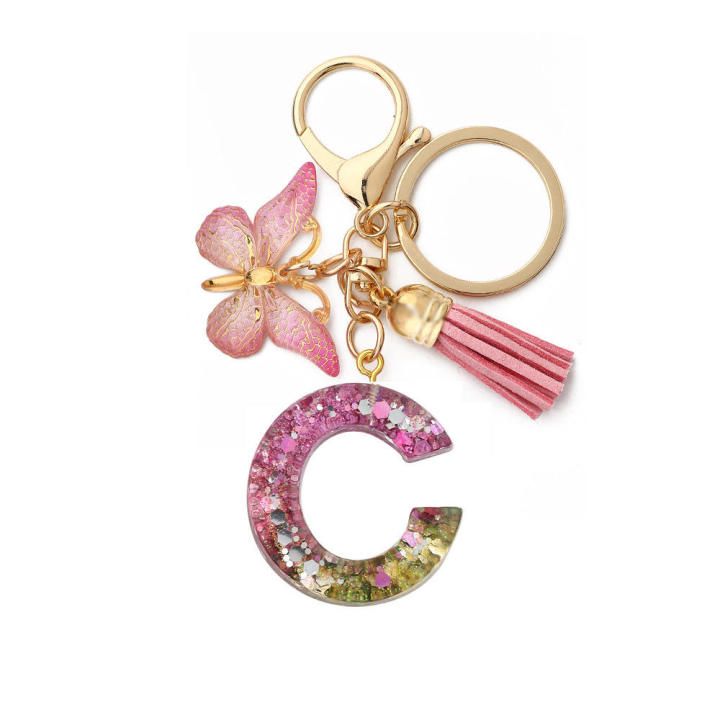 Unique%20Keychains%20For%20Women%20Handbag%20Accessories%20Personalized%20Key%20Chains%20Alphabet%20Keychain%20Butterfly%20Tassel%20Pendant%20-%20Image%204