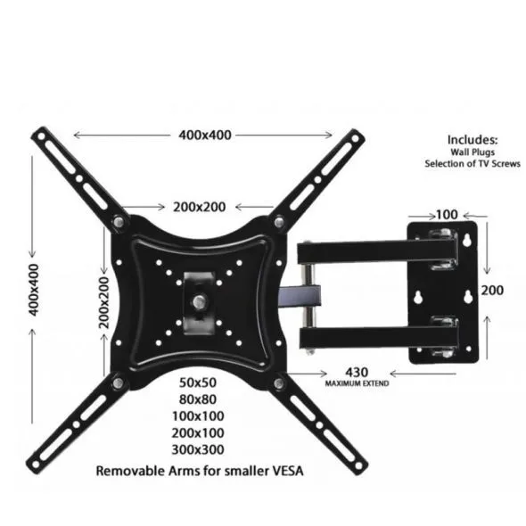 Universal%20Screen%20TV%20Wall%20Bracket%20Mount%20Tilt%20Swivel%20Support%2014%20to%2055%20inches%20up%20to%2050%20Kg%20HDL-117B-2%20Plasma%20LCD%20Television%20Holder%20Vesa%20Cold%20Rolled%20Steel%20Durable%20Powder%20Coat%20Finish%20Office%20Home%20TV%20Stand%20-%20Image%204